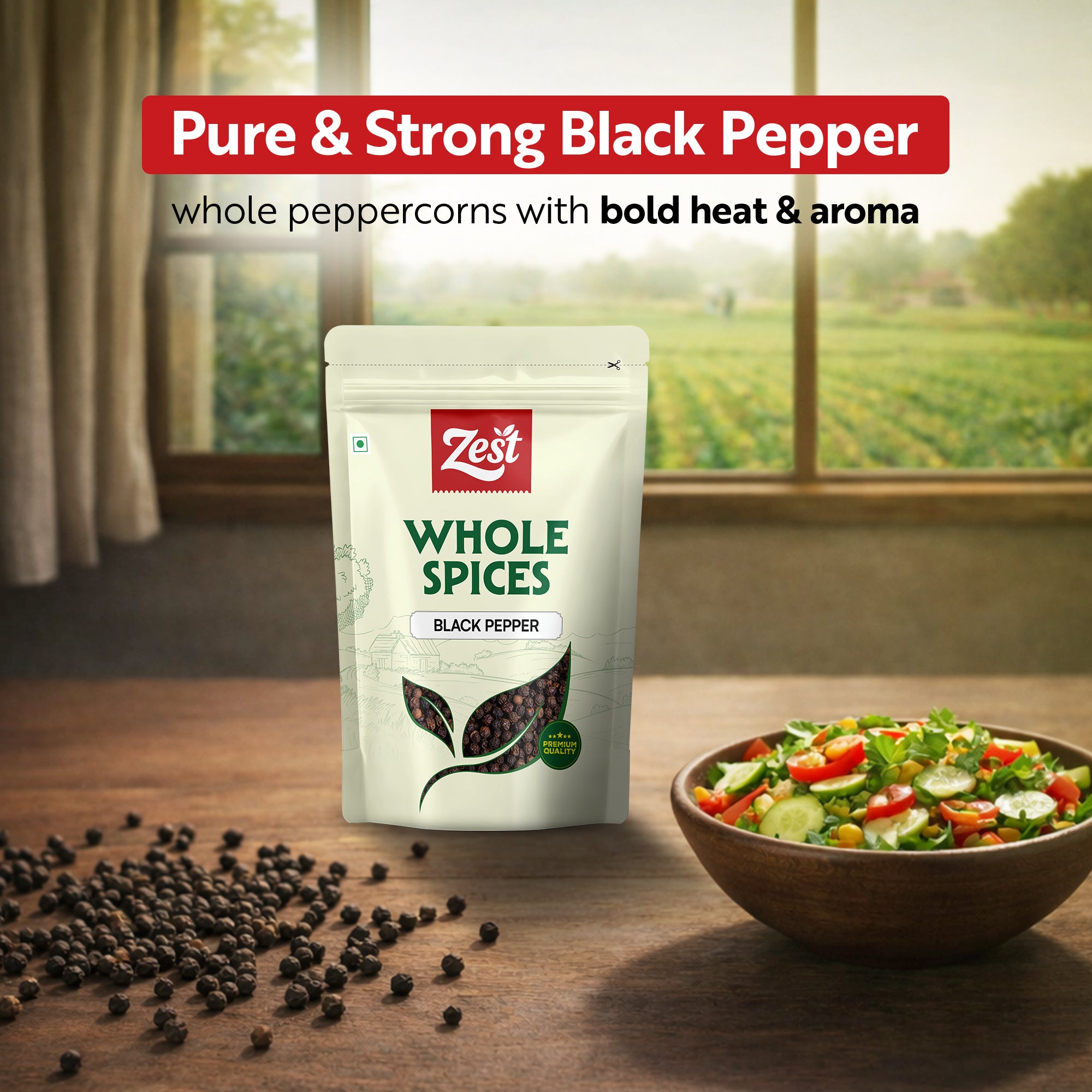Black Pepper – Pure, Strong & Aromatic Whole Spice | 100g | Zest