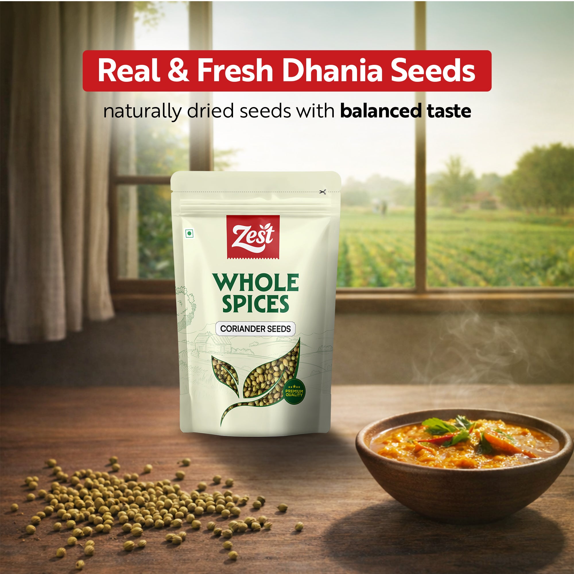 Coriander Seeds by Zest – Pure & Aromatic Whole Dhania - 100gm