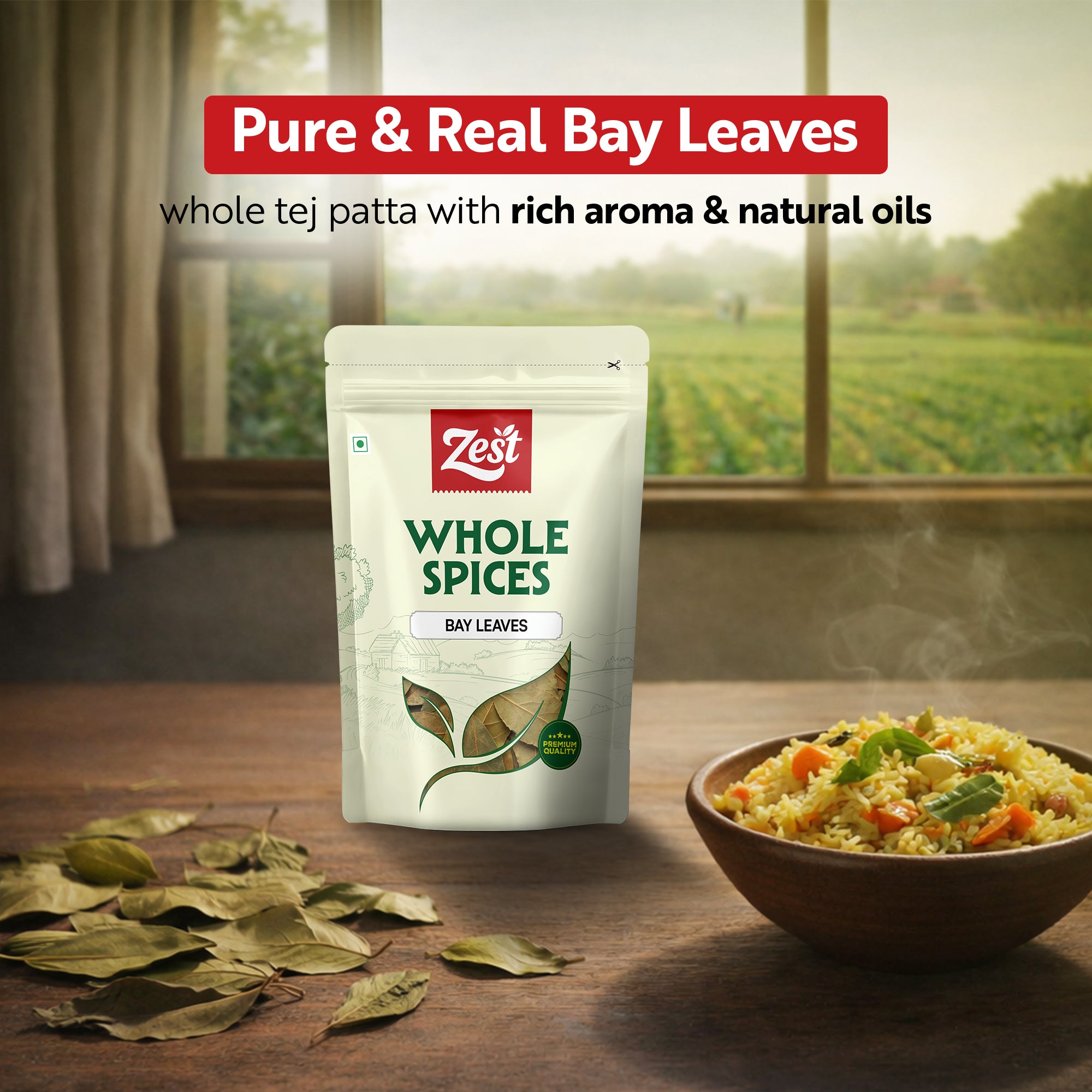 Bay Leaves – Pure & Naturally Dried Tej Patta | 60gm | Zest Foods