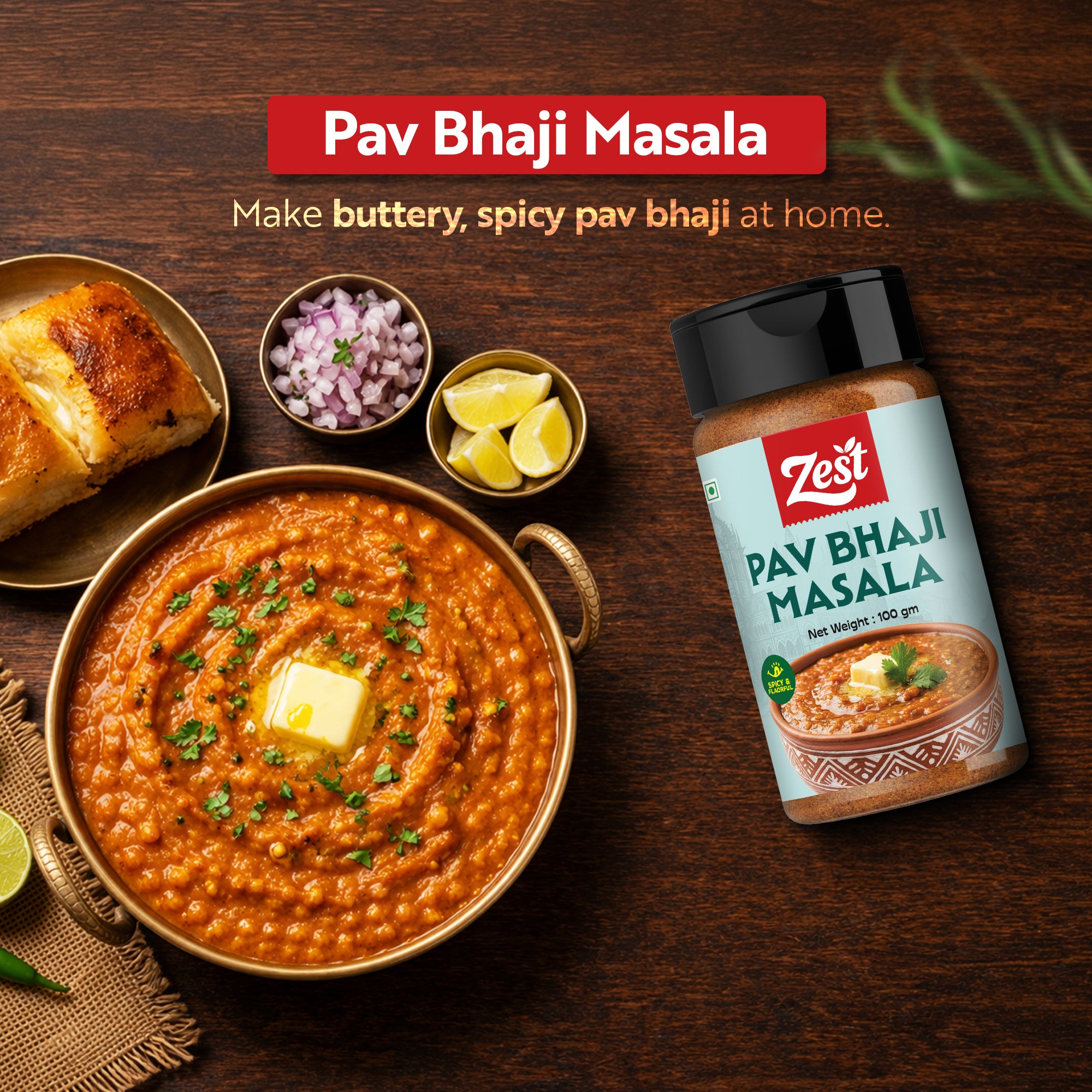 Pav Bhaji Masala by Zest – Authentic Street-Style Spice Blend | 100g