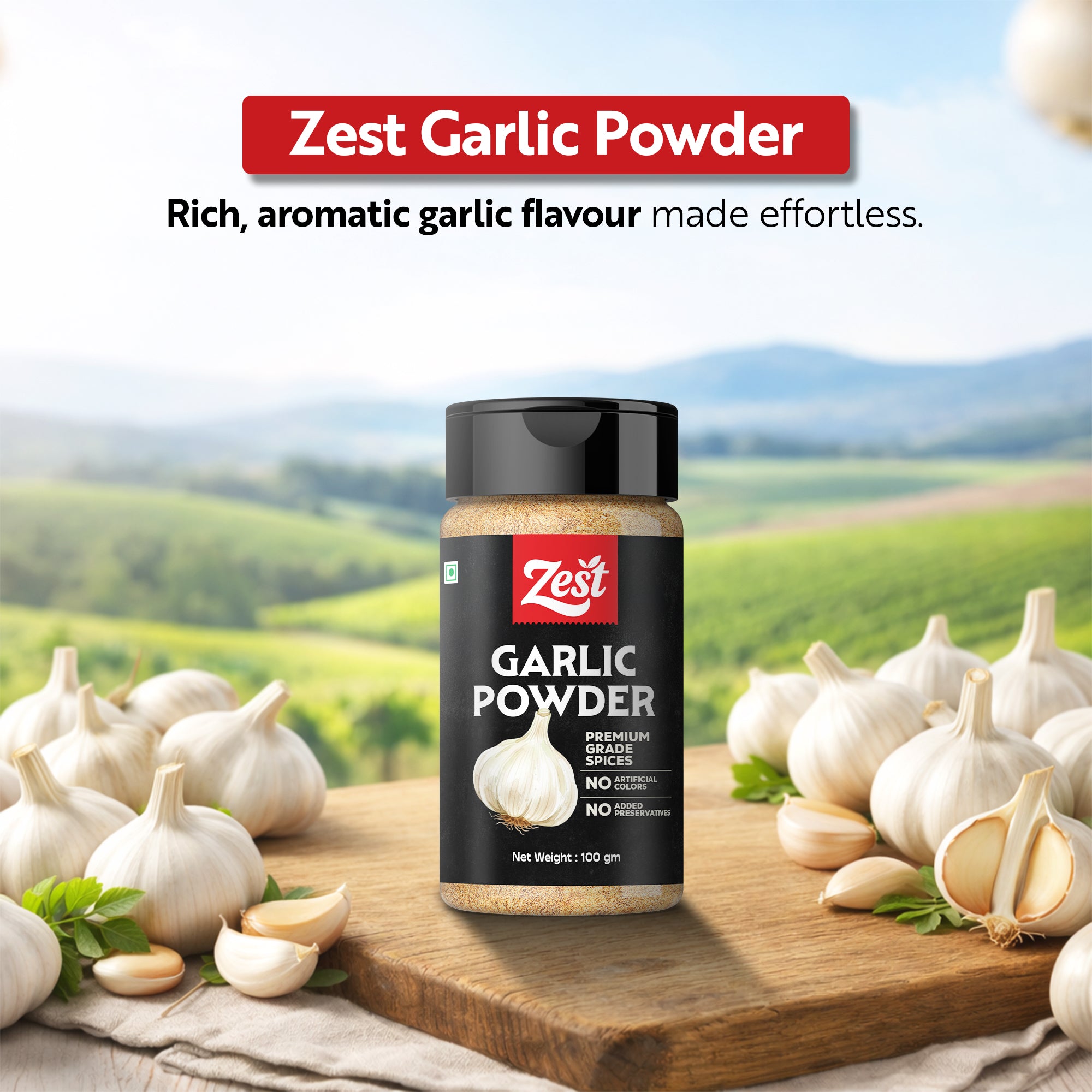 Dehydrated Garlic Powder | Strong Aroma & Authentic Flavour | Zest Exotic Range | 100gm
