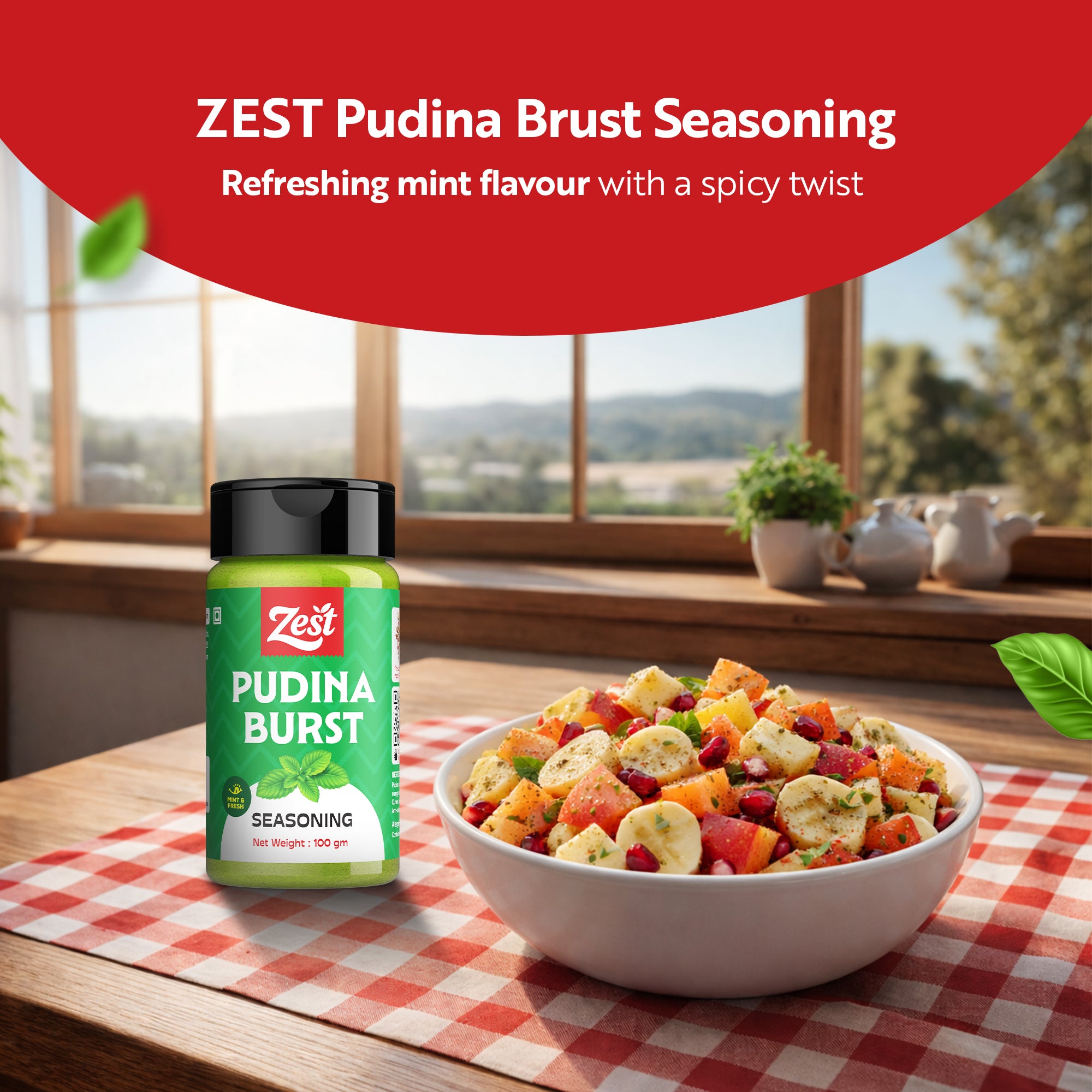 Pudina Seasoning 100g | Refreshing Mint Spice Blend | Zest Foods