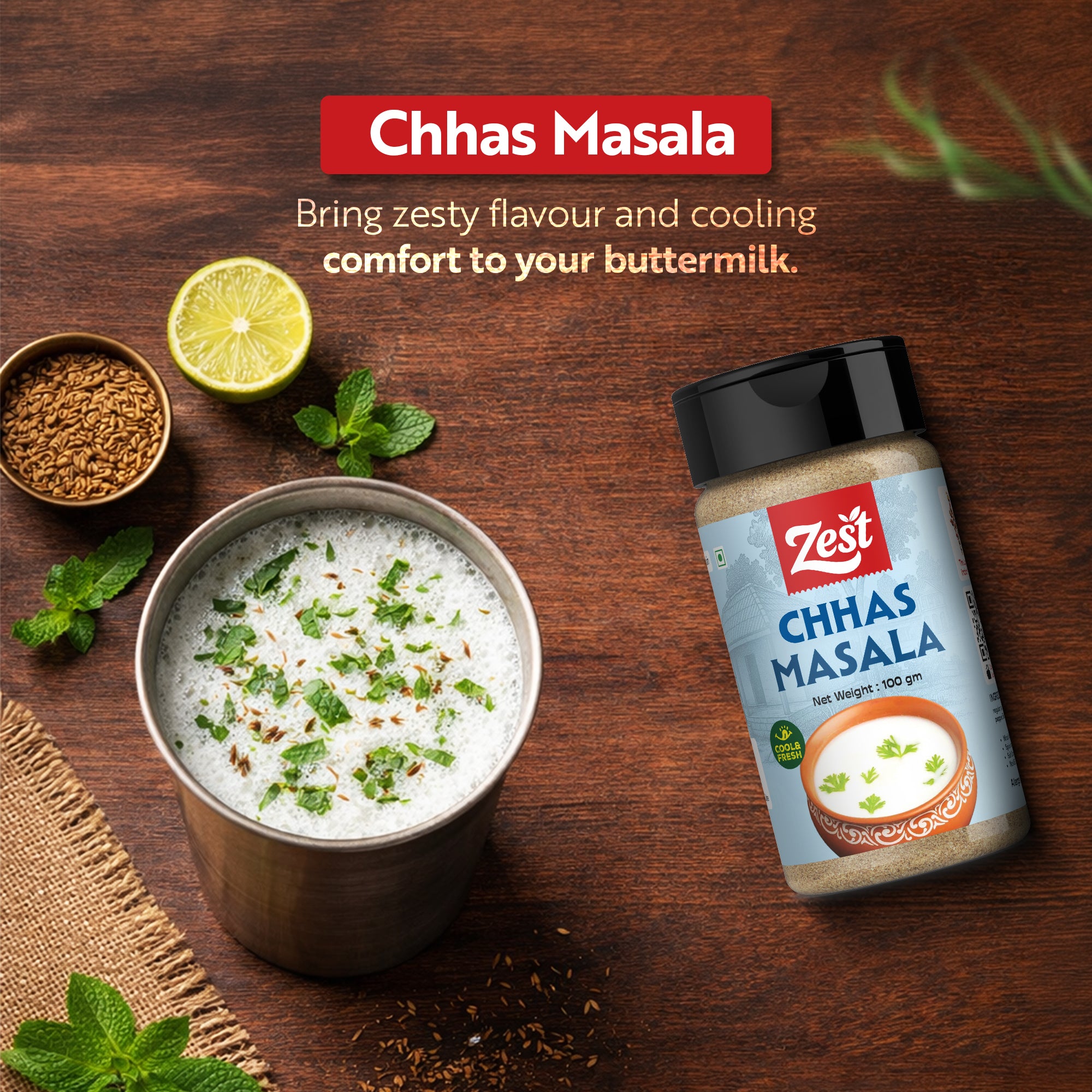 Zest Chaas Masala | 100g | Refreshing & Tangy Buttermilk Spice Blend