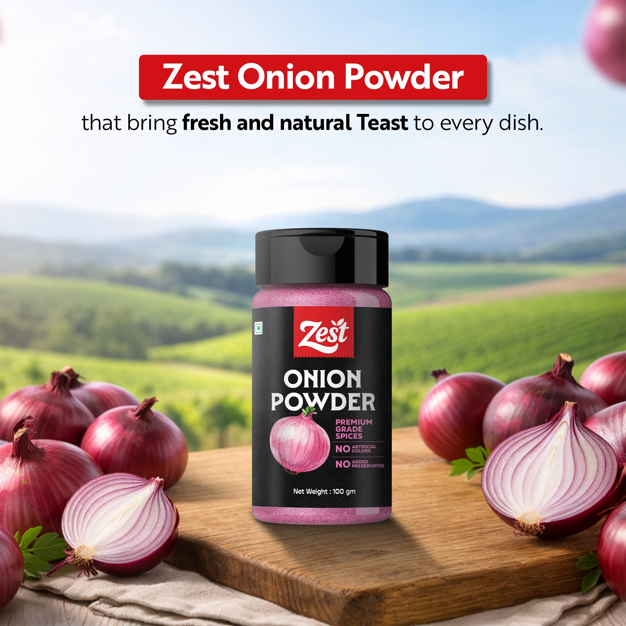 Onion Powder | Dehydrated Onion with Natural Aroma | Zest Exotic Range | 100gm