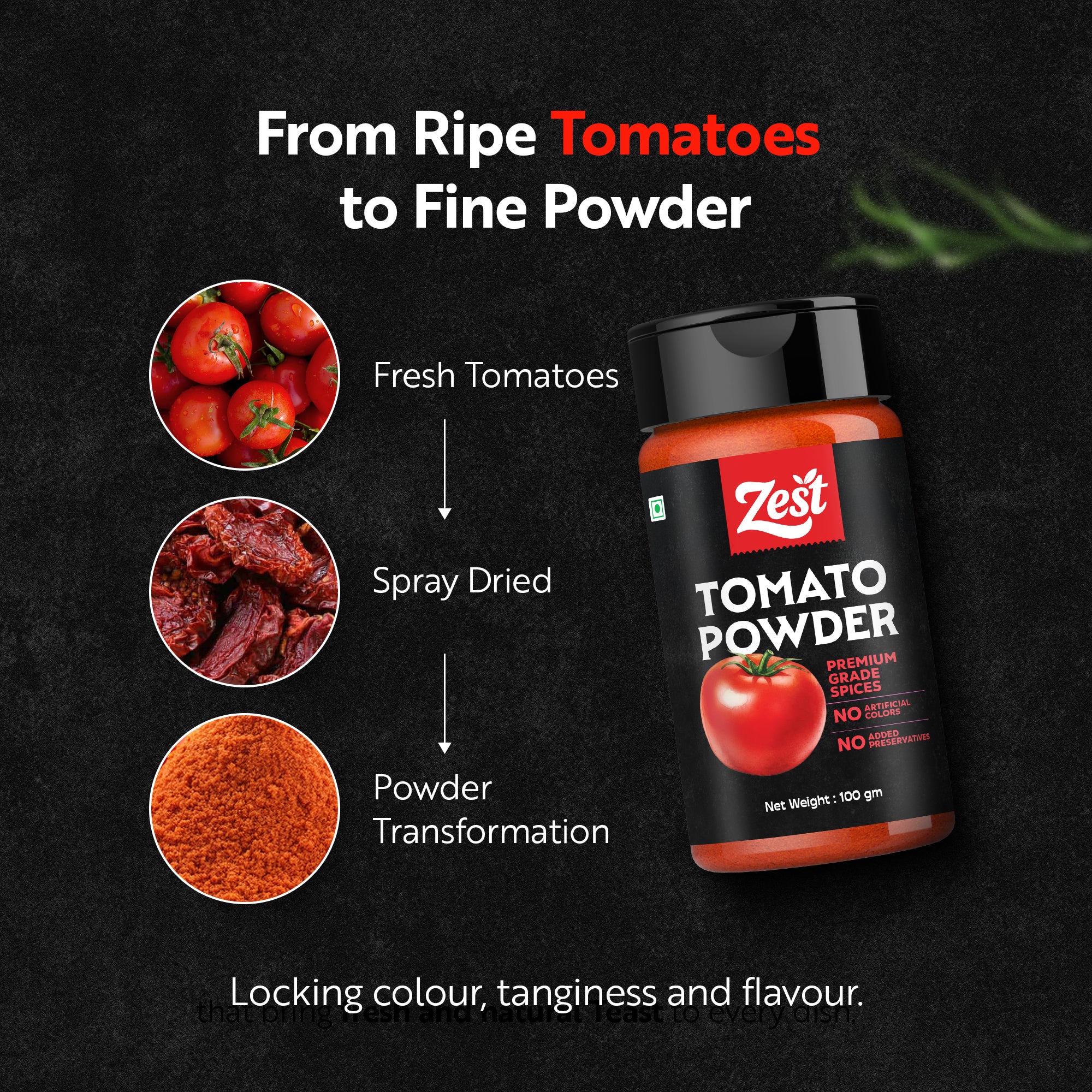 Spray-Dried Tomato Powder | Rich Colour & Tangy Flavour | Zest Exotic Range | 100gm