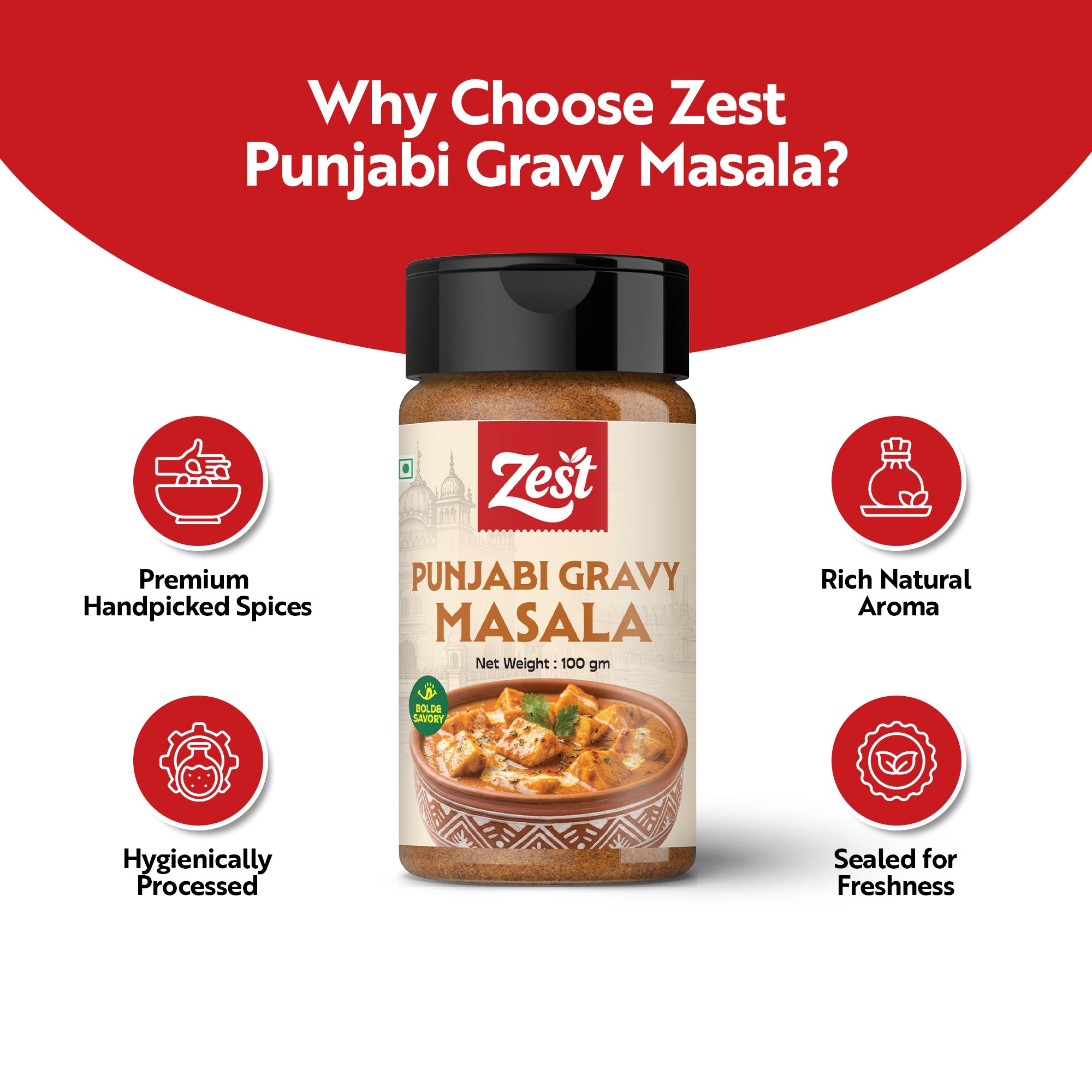 Zest Punjabi Gravy – 100g | Punjabi-Style Rich & Aromatic Gravy Blend