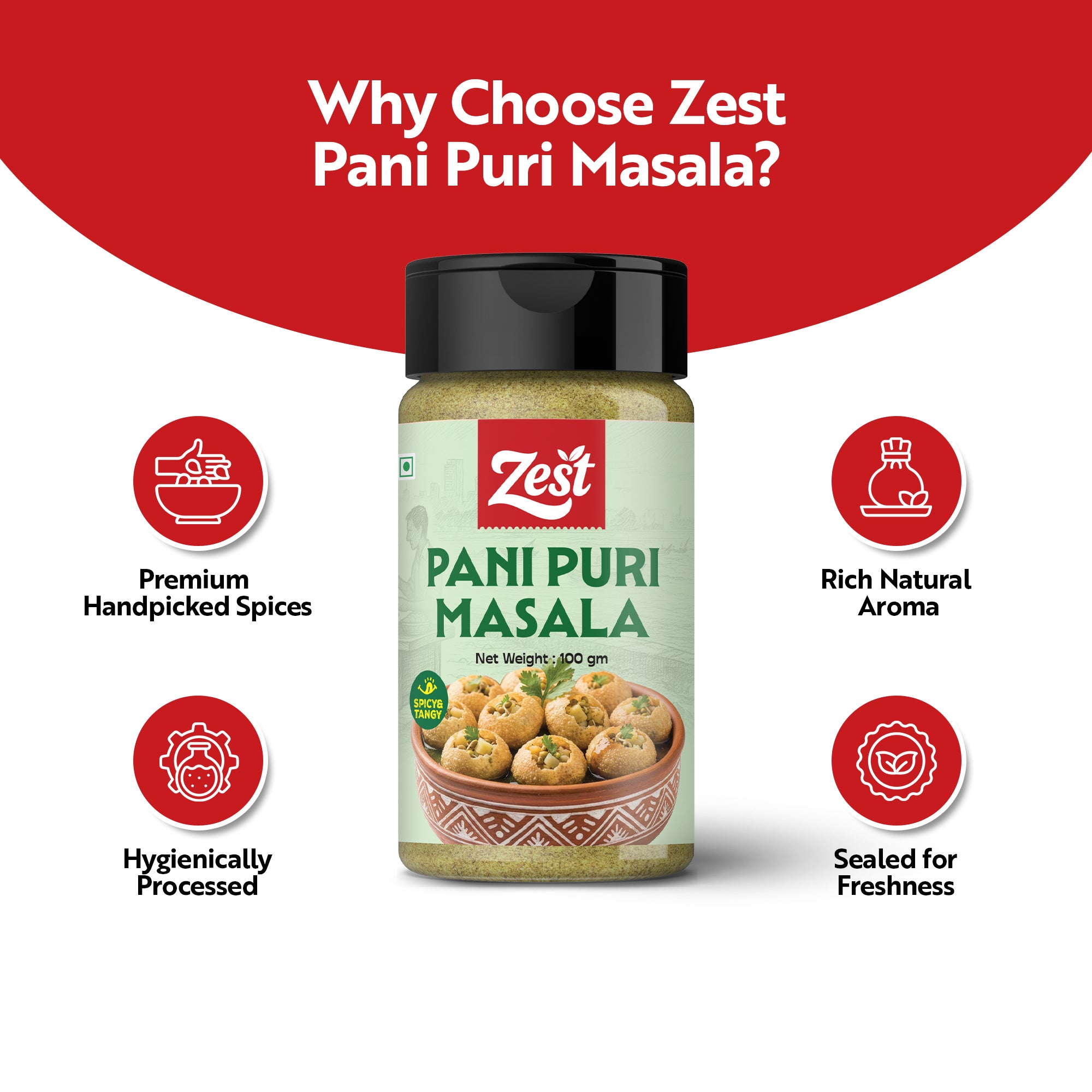 Zest Panipuri Masala – Tangy & Spicy Street-Style Blend | 100g