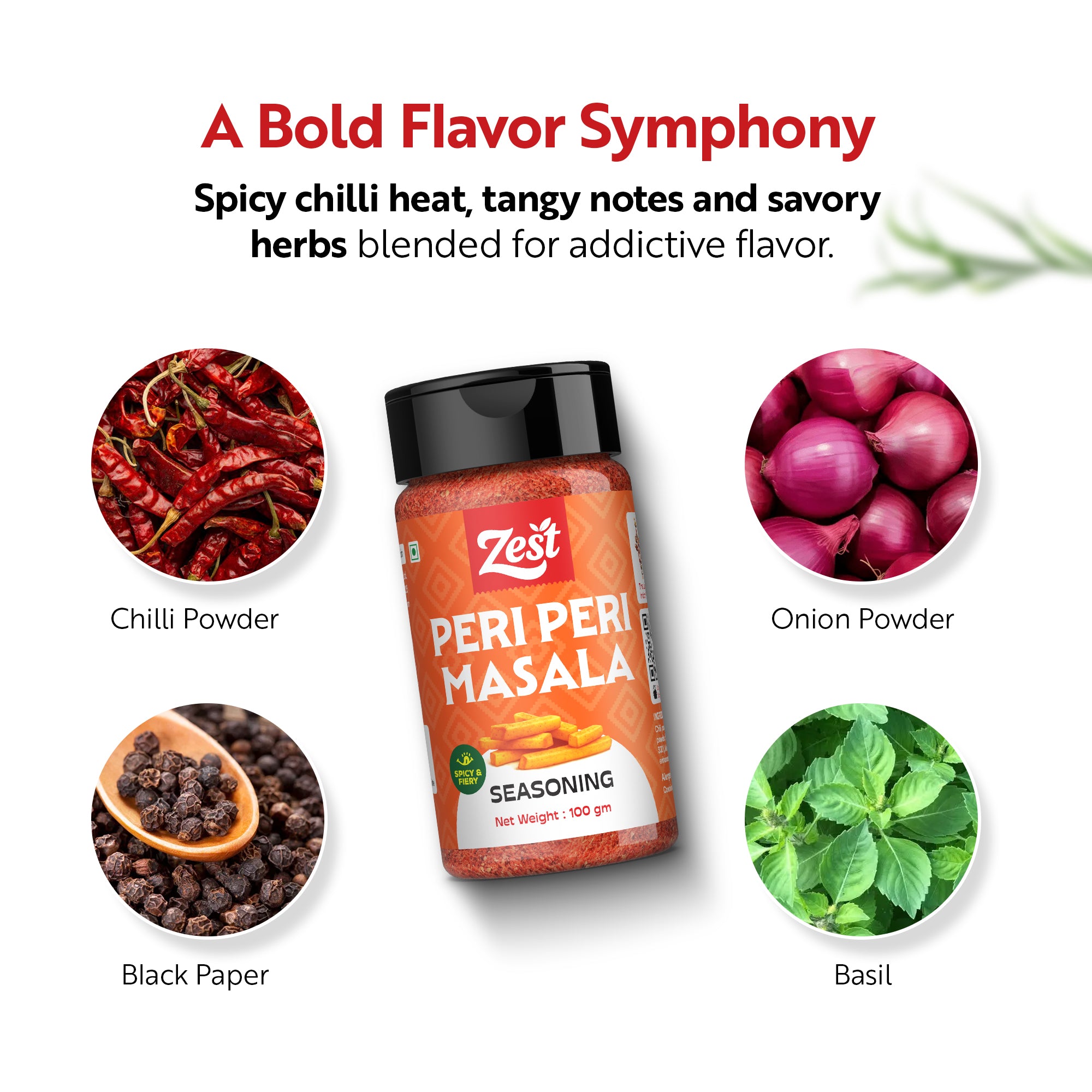 Zest Peri Peri Seasoning – Spicy & Tangy Chilli Herb Blend | 100g