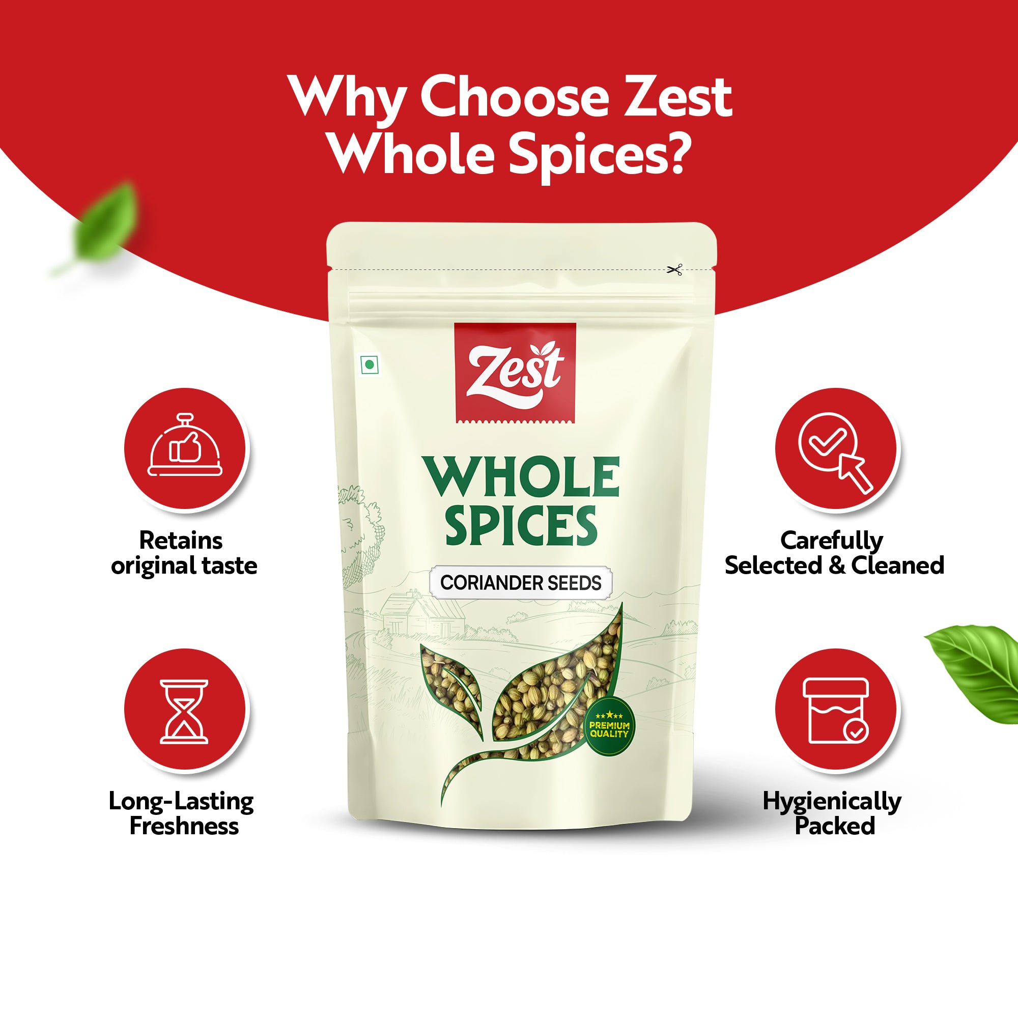 Coriander Seeds by Zest – Pure & Aromatic Whole Dhania - 100gm
