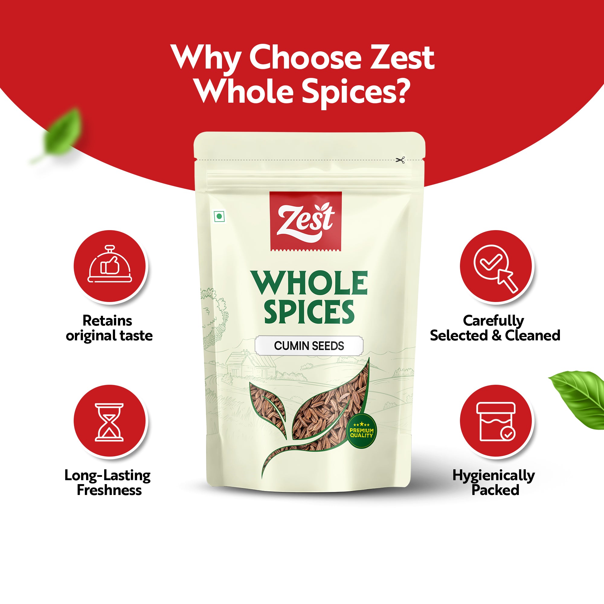 Cumin Seeds by Zest – Pure & Aromatic Whole Jeera - 100gm