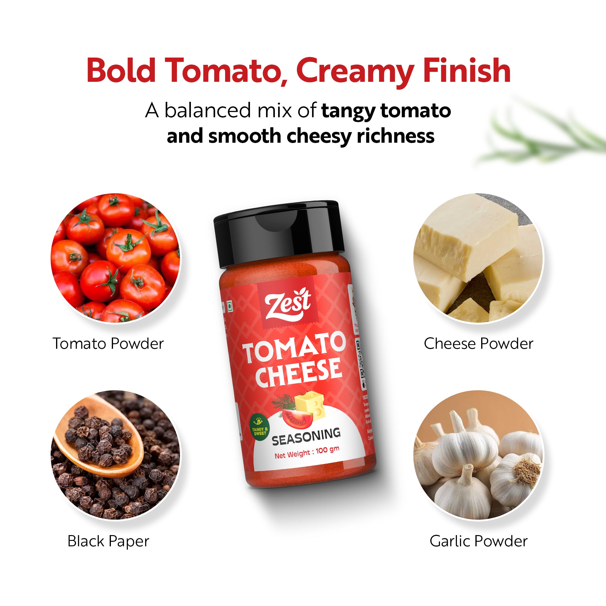 Zest Tomato Cheese Seasoning – Tangy Tomato & Creamy Cheese Blend | 100g