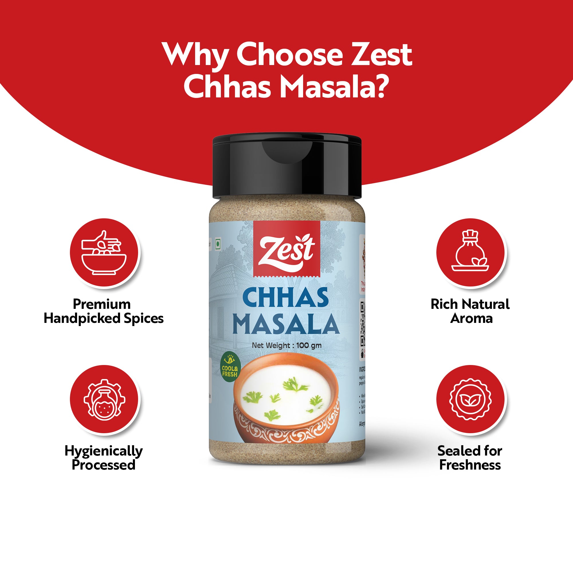 Zest Chaas Masala | 100g | Refreshing & Tangy Buttermilk Spice Blend