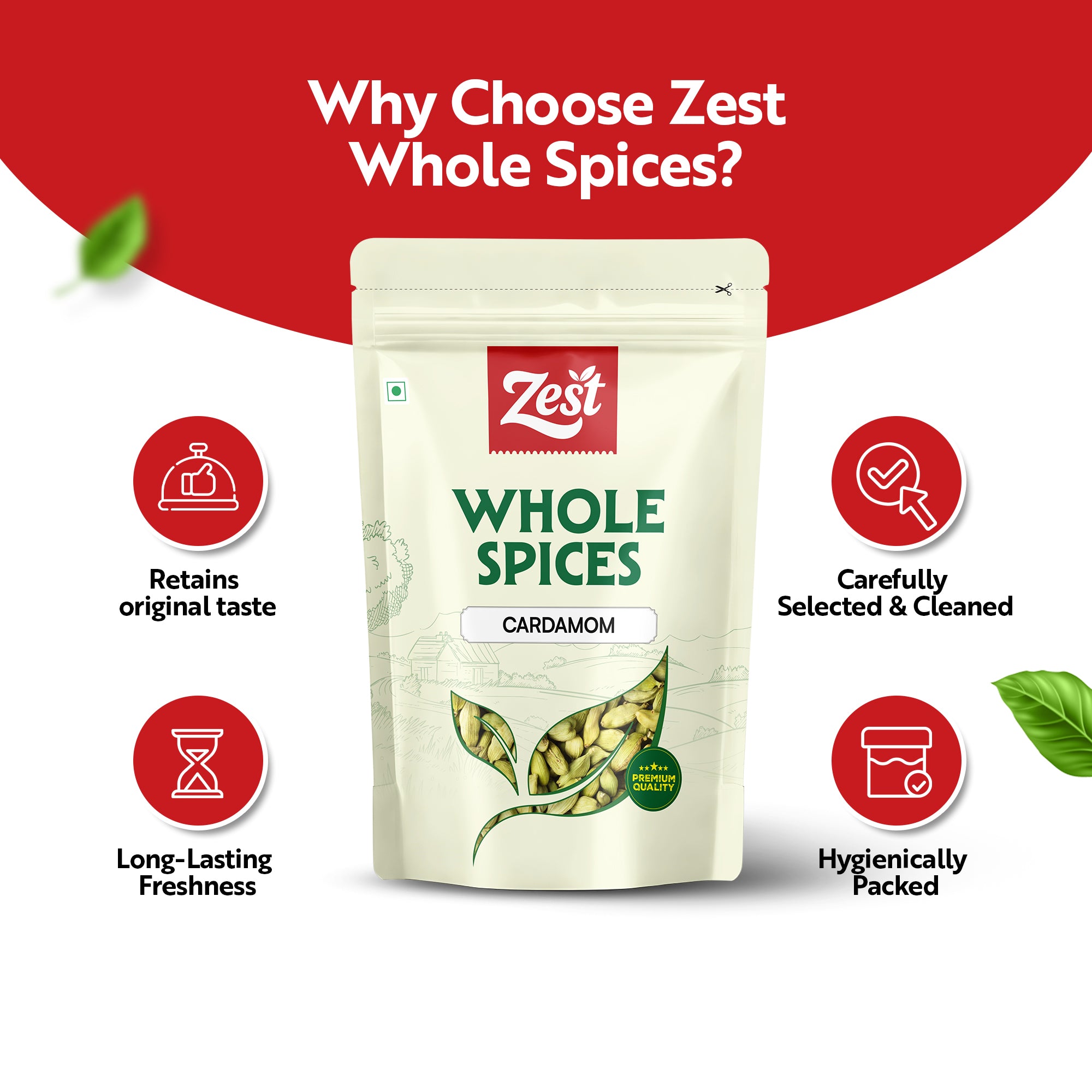 Whole Cardamom – Premium, Fresh & Aromatic Indian Spice | 100g | Zest