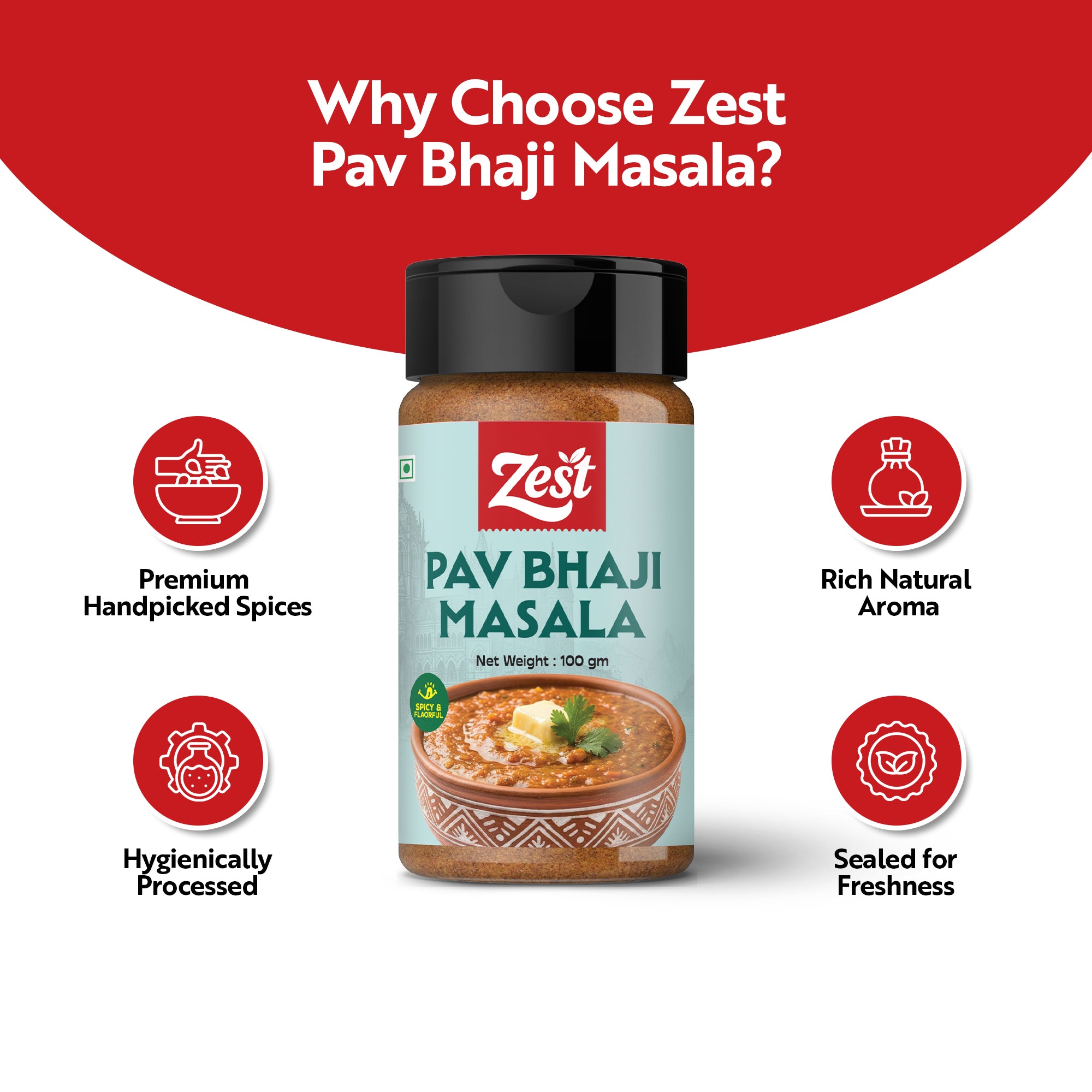 Pav Bhaji Masala by Zest – Authentic Street-Style Spice Blend | 100g