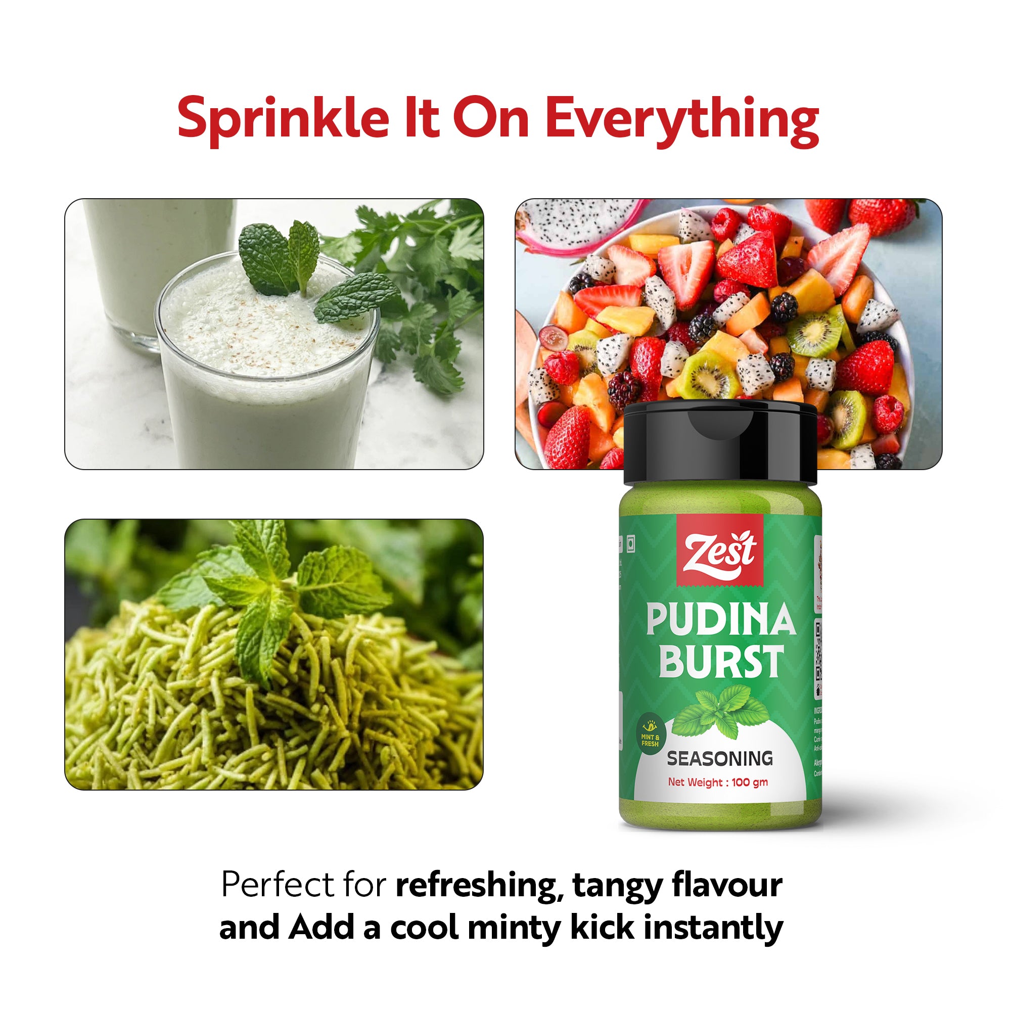 Pudina Seasoning 100g | Refreshing Mint Spice Blend | Zest Foods