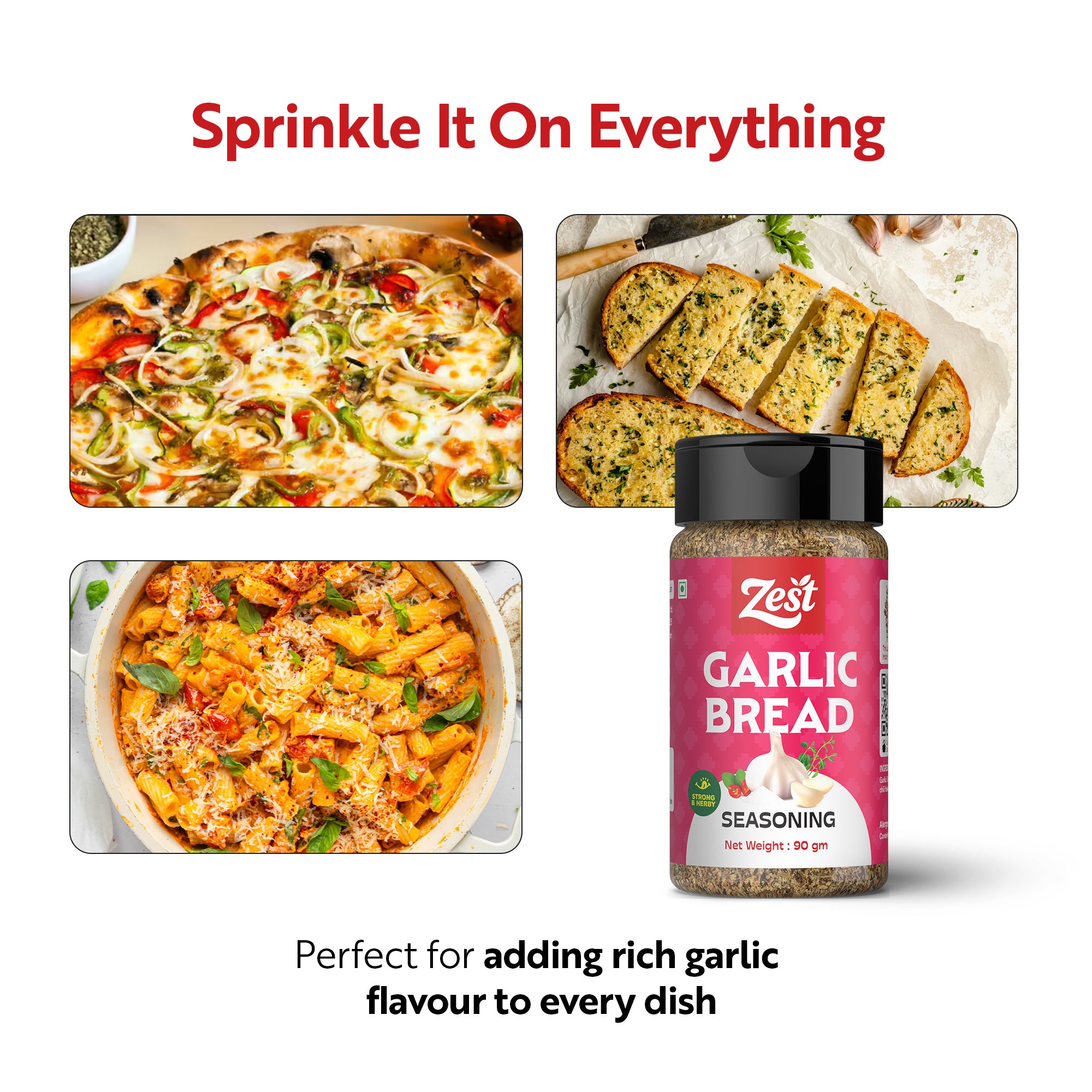 Zest Foods Garlic Bread Seasoning – Rich Garlic Herb Blend | 90g