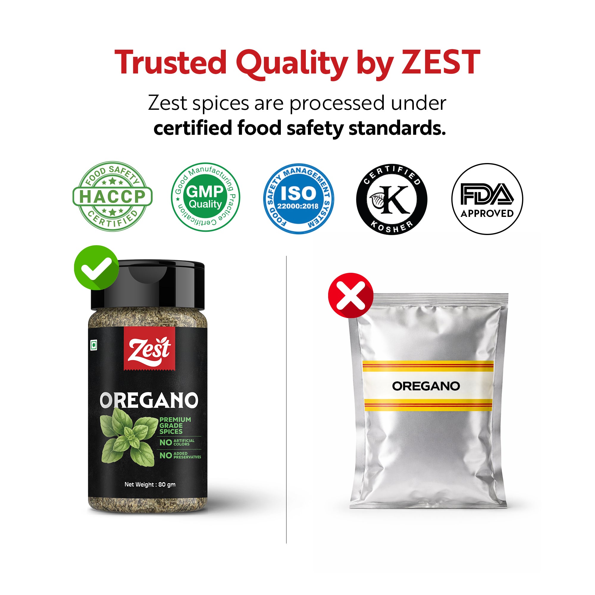 Dried Oregano Leaves | Aromatic Herb for Pizzas & Pastas | Zest Exotic Range | 80gm