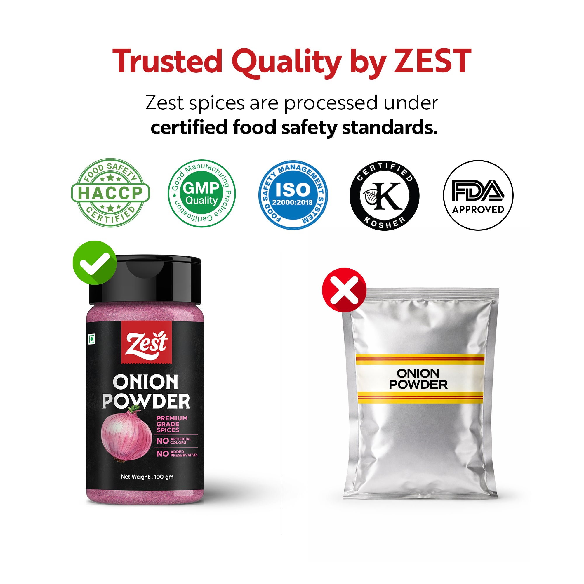 Onion Powder | Dehydrated Onion with Natural Aroma | Zest Exotic Range | 100gm