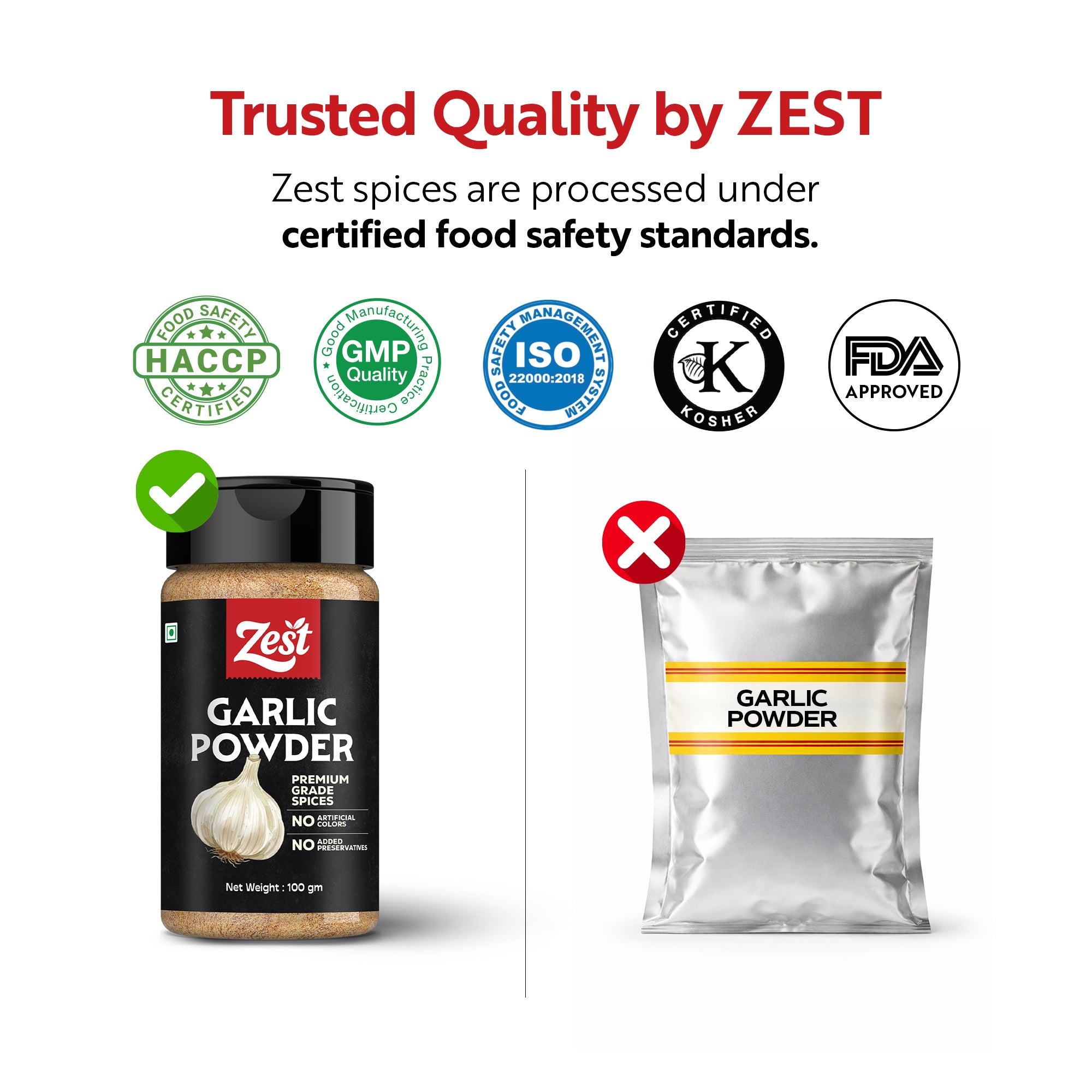 Dehydrated Garlic Powder | Strong Aroma & Authentic Flavour | Zest Exotic Range | 100gm