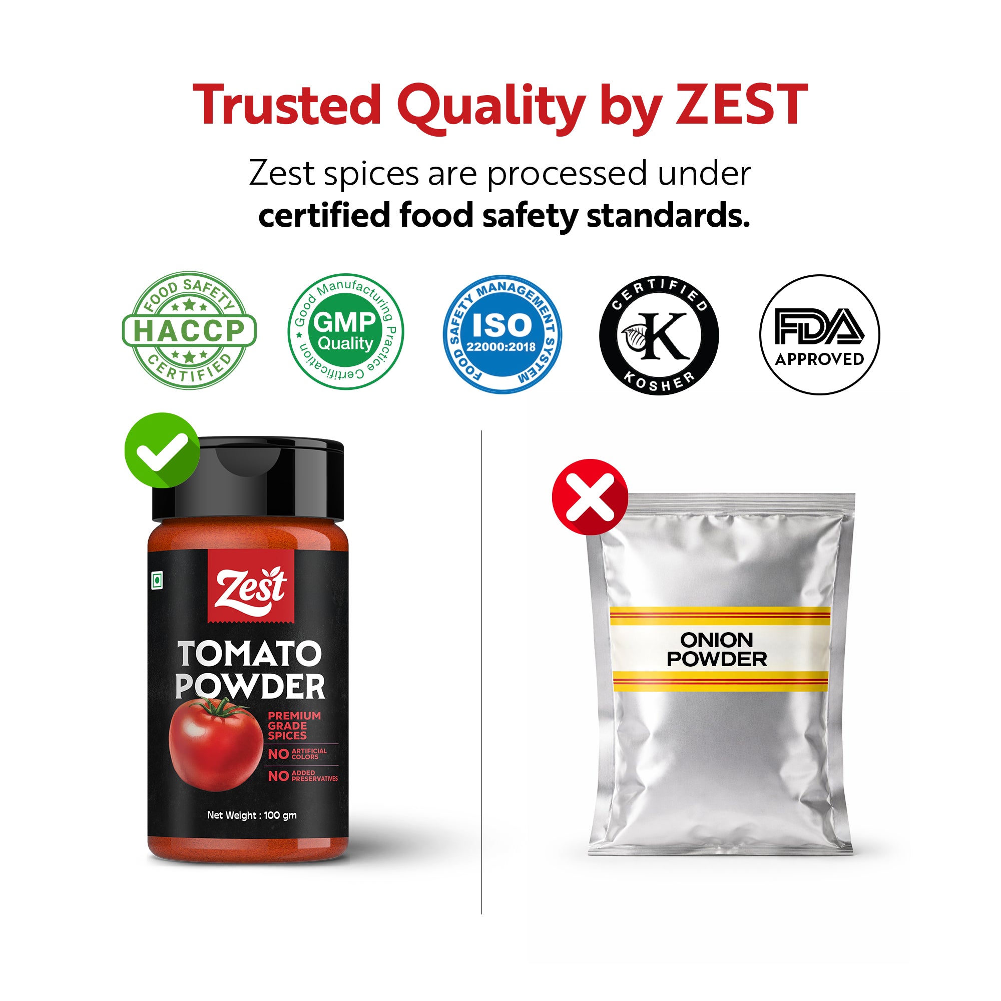 Spray-Dried Tomato Powder | Rich Colour & Tangy Flavour | Zest Exotic Range | 100gm