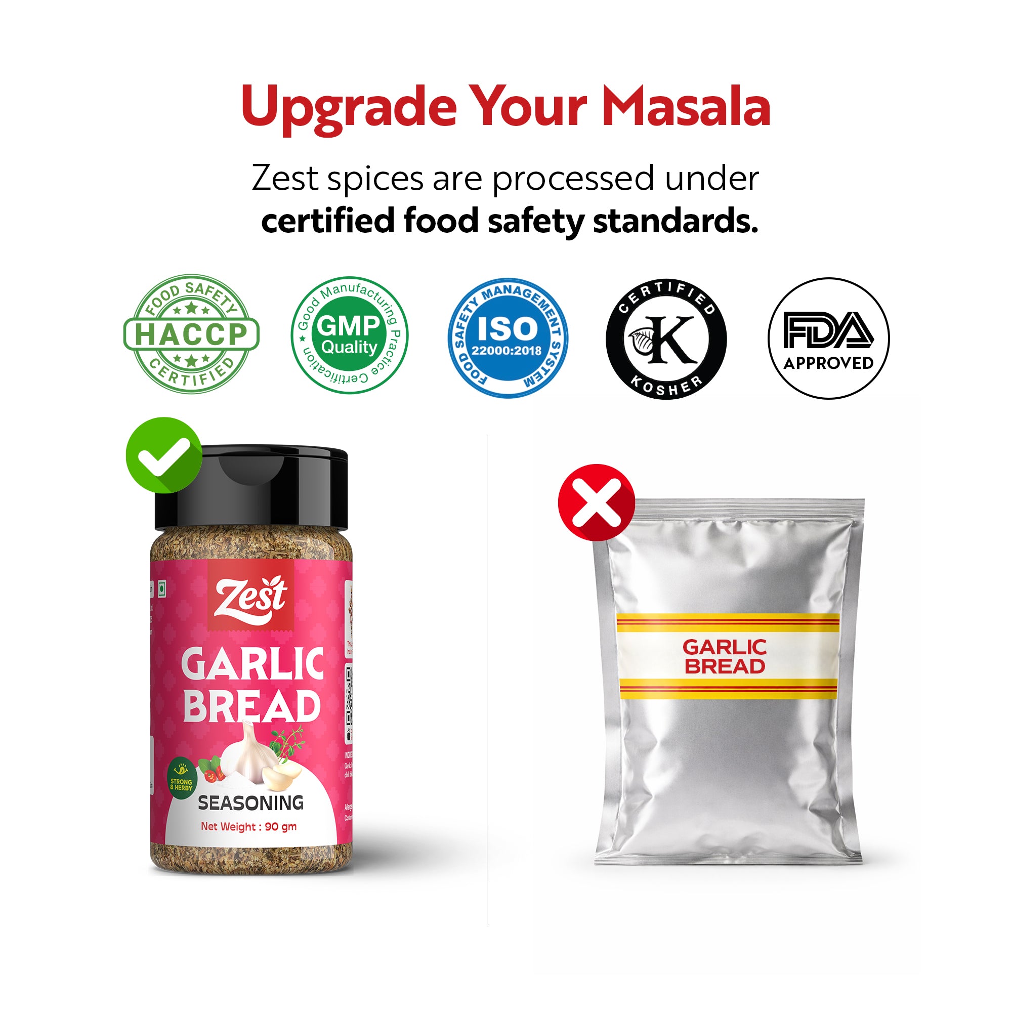 Zest Foods Garlic Bread Seasoning – Rich Garlic Herb Blend | 90g