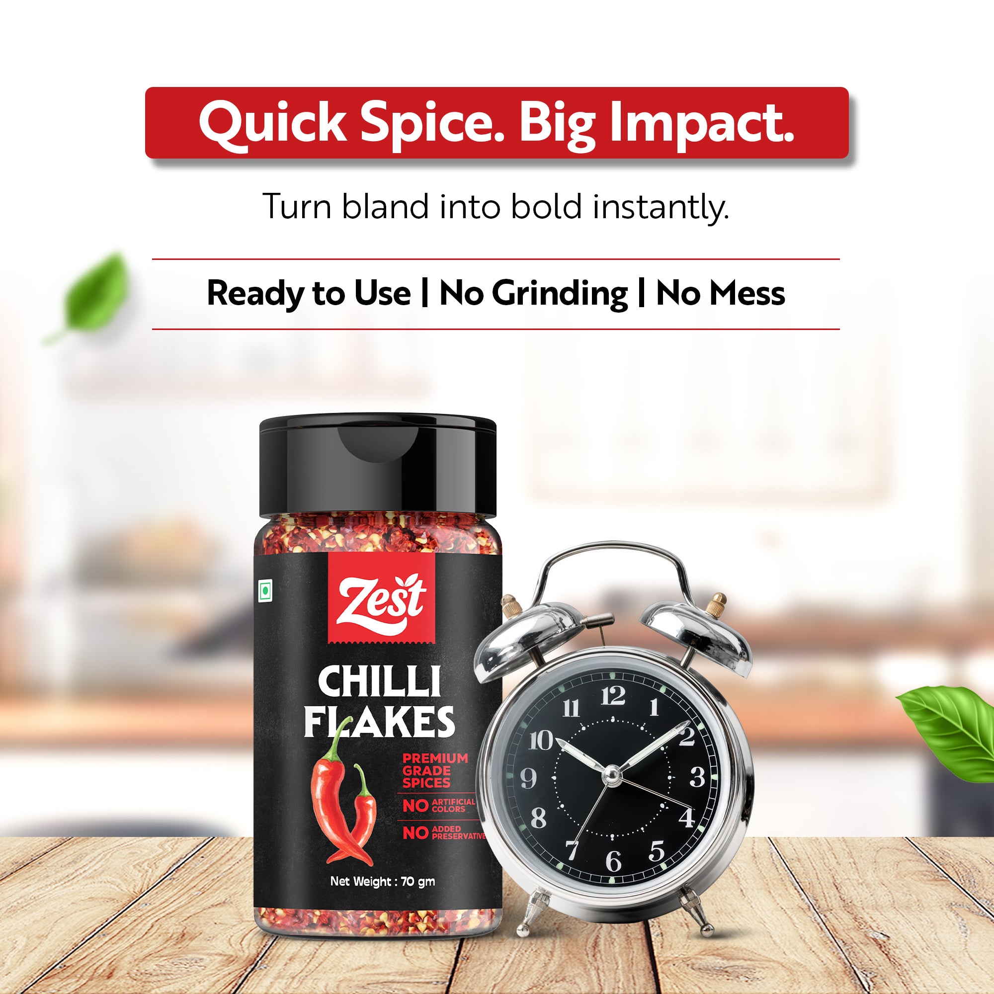 Premium Red Chilli Flakes | Bold Heat & Vibrant Colour | Zest Exotic Range | 70gm