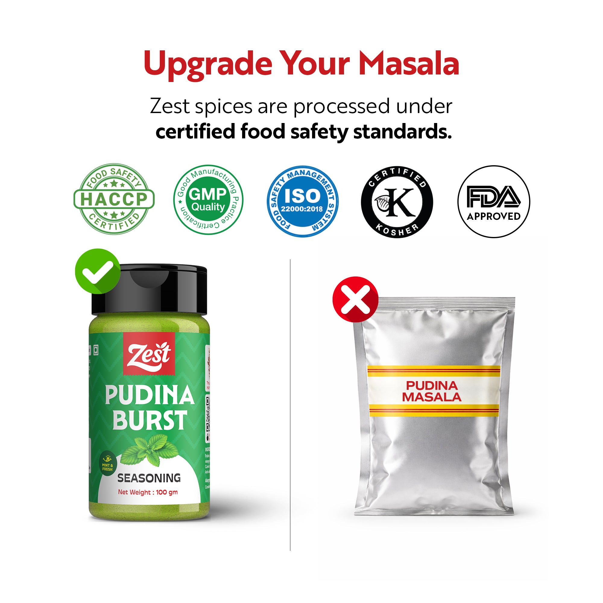 Pudina Seasoning 100g | Refreshing Mint Spice Blend | Zest Foods