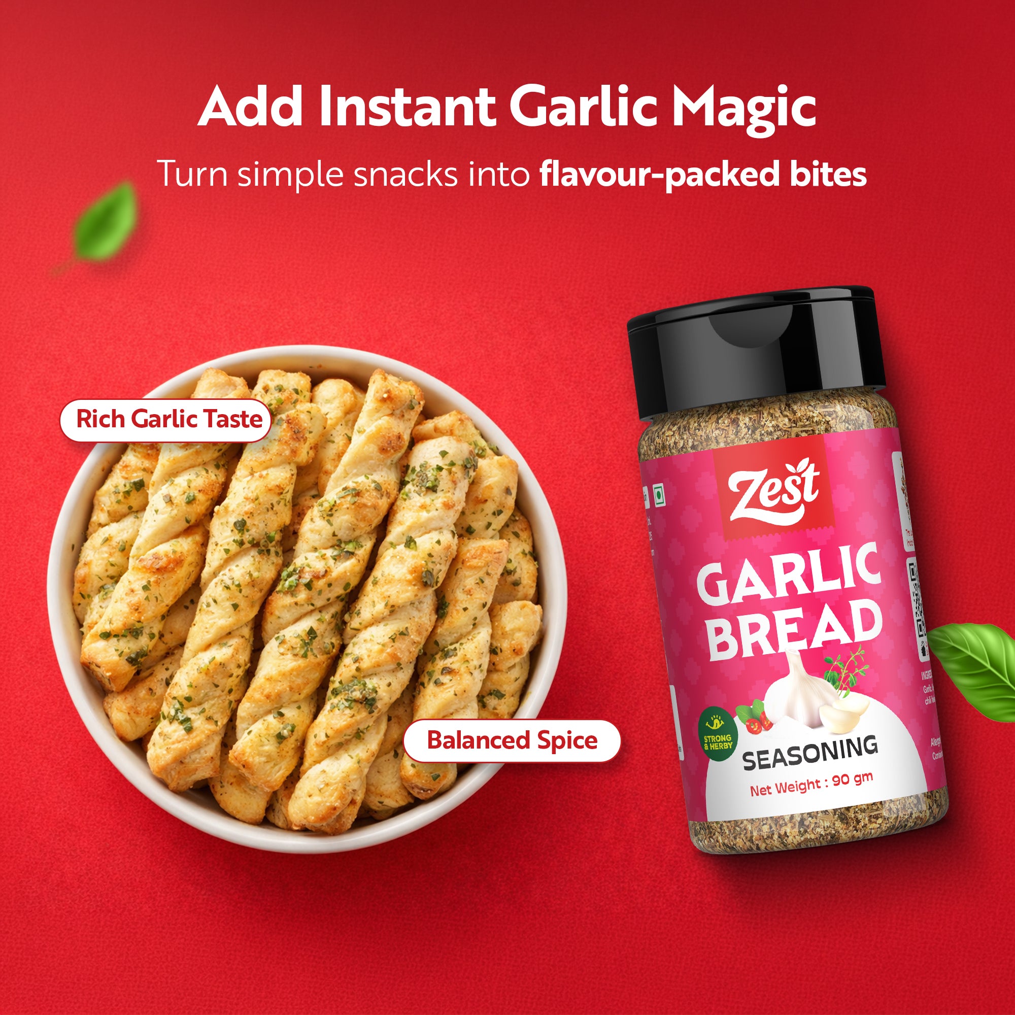 Zest Foods Garlic Bread Seasoning – Rich Garlic Herb Blend | 90g
