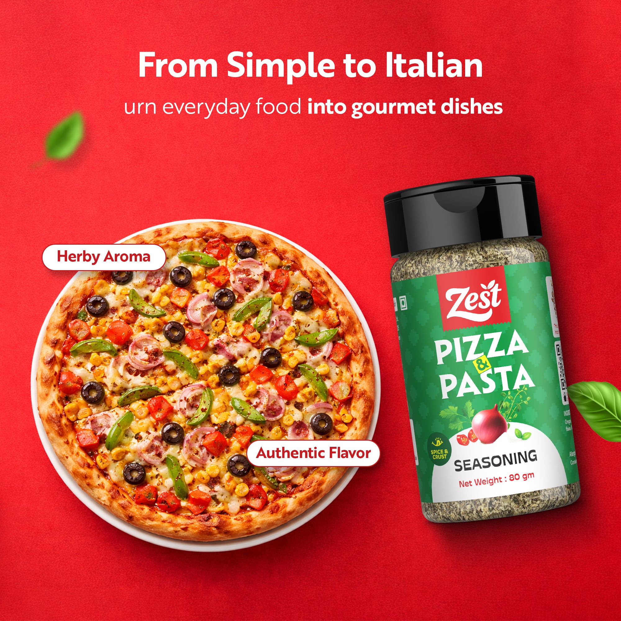 Pizza and Pasta Seasoning | Italian Herb Mix by ZEST | 80g