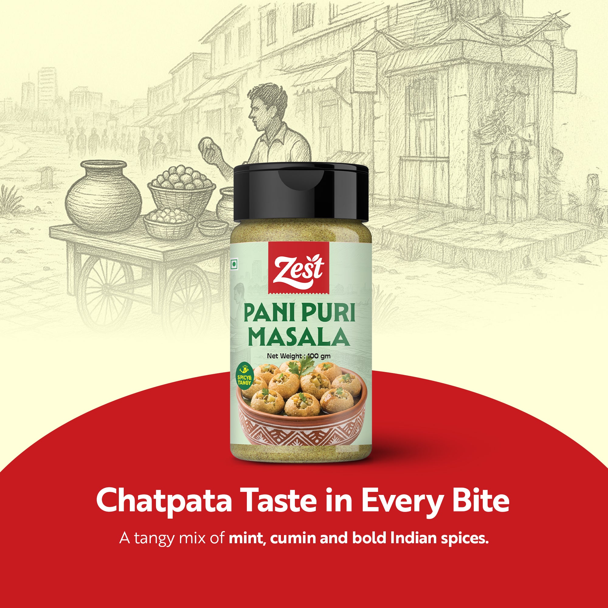 Zest Panipuri Masala – Tangy & Spicy Street-Style Blend | 100g