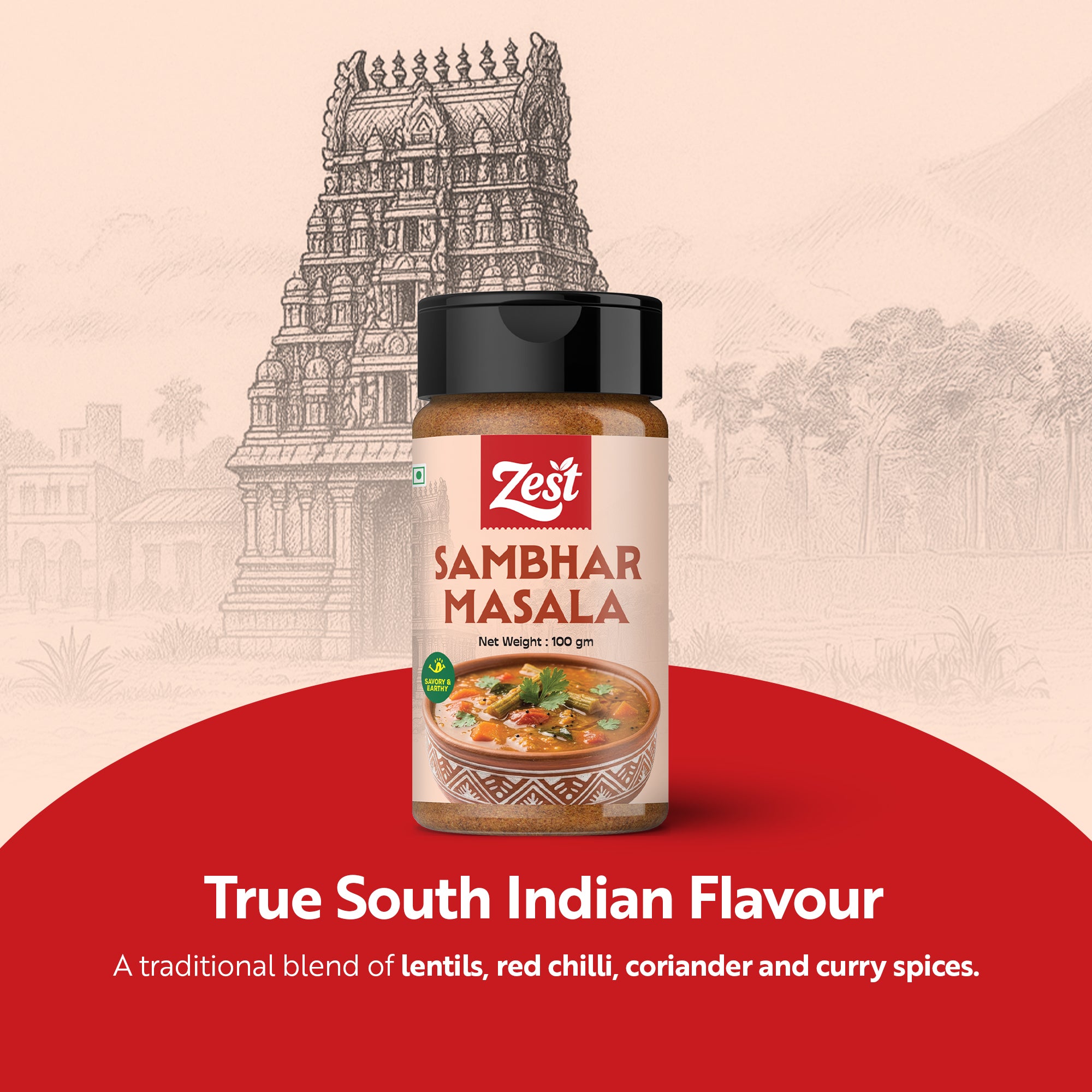 Zest Sambhar Masala – 100g | Authentic South Indian Spice Blend