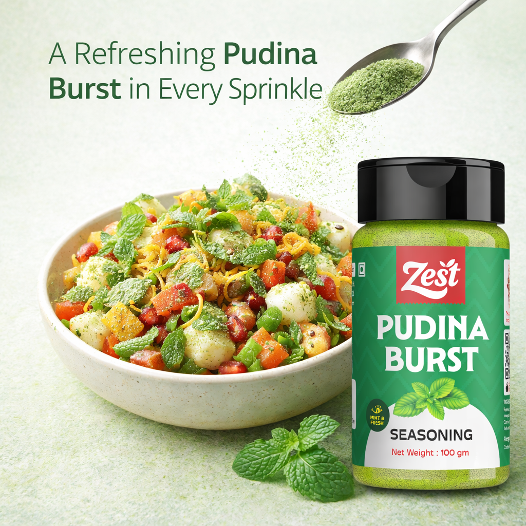 Pudina Seasoning 100g | Refreshing Mint Spice Blend | Zest Foods
