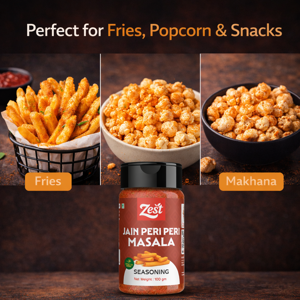 Zest Foods Jain Peri Peri Seasoning – Fiery No Onion No Garlic Blend | 100g