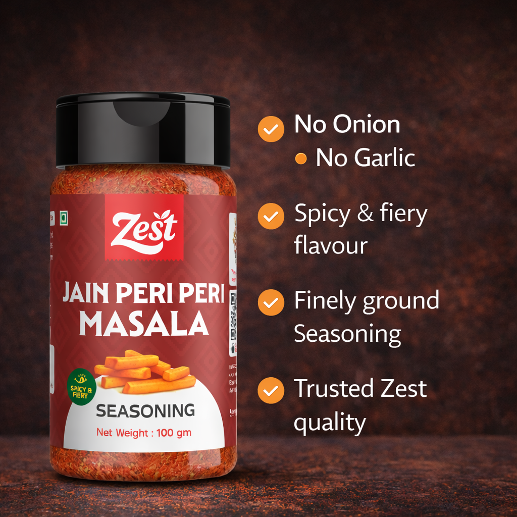 Zest Foods Jain Peri Peri Seasoning – Fiery No Onion No Garlic Blend | 100g