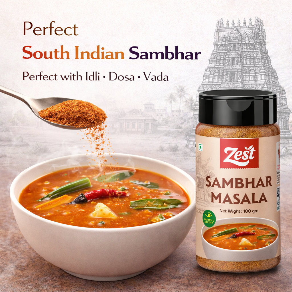 Zest Sambhar Masala – 100g | Authentic South Indian Spice Blend