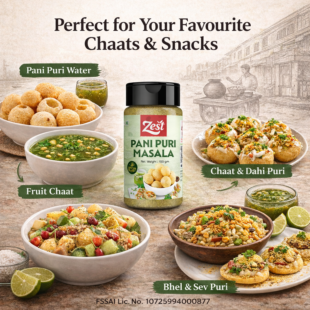 Zest Panipuri Masala – Tangy & Spicy Street-Style Blend | 100g