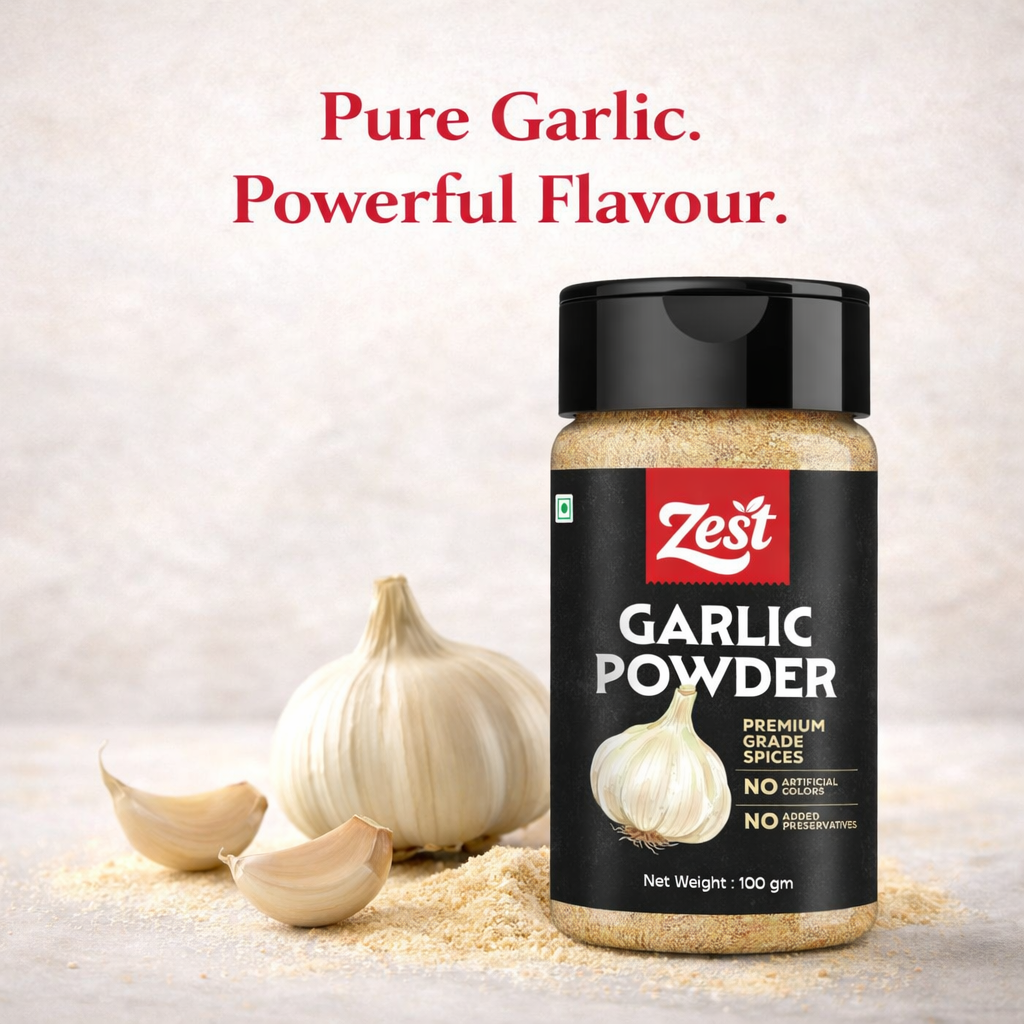 Dehydrated Garlic Powder | Strong Aroma & Authentic Flavour | Zest Exotic Range | 100gm