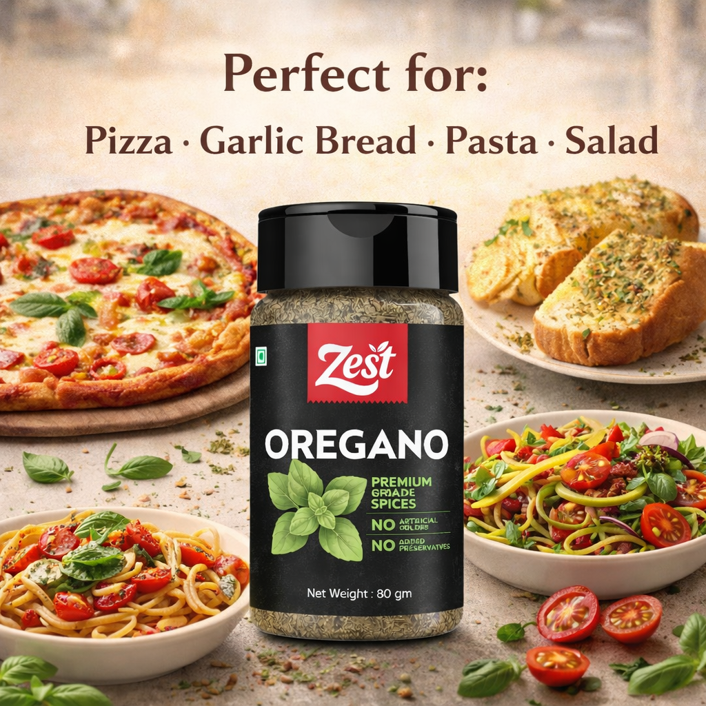 Dried Oregano Leaves | Aromatic Herb for Pizzas & Pastas | Zest Exotic Range | 80gm