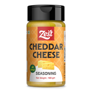 Zest Cheddar Cheese seasoning bottle on a white background