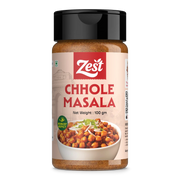 Jar of Zest Chhole Masala spice mix on a white background