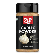Zest Garlic Powder container on a white background
