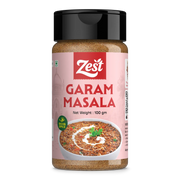 Zest Garam Masala spice jar on a white background