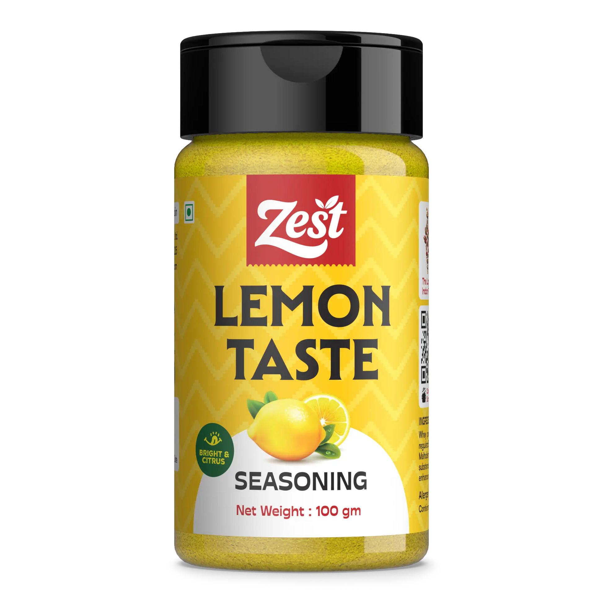 Zest lemon taste seasoning bottle on a white background