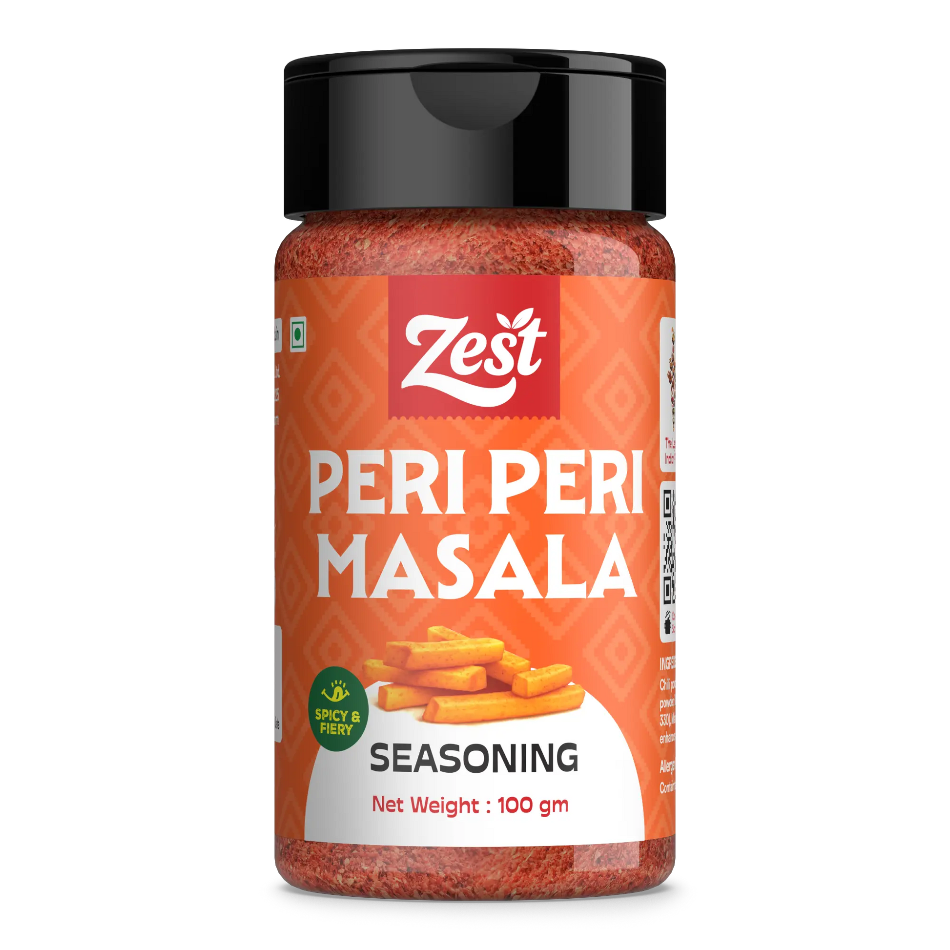 Zest Peri Peri Masala seasoning jar on a white background