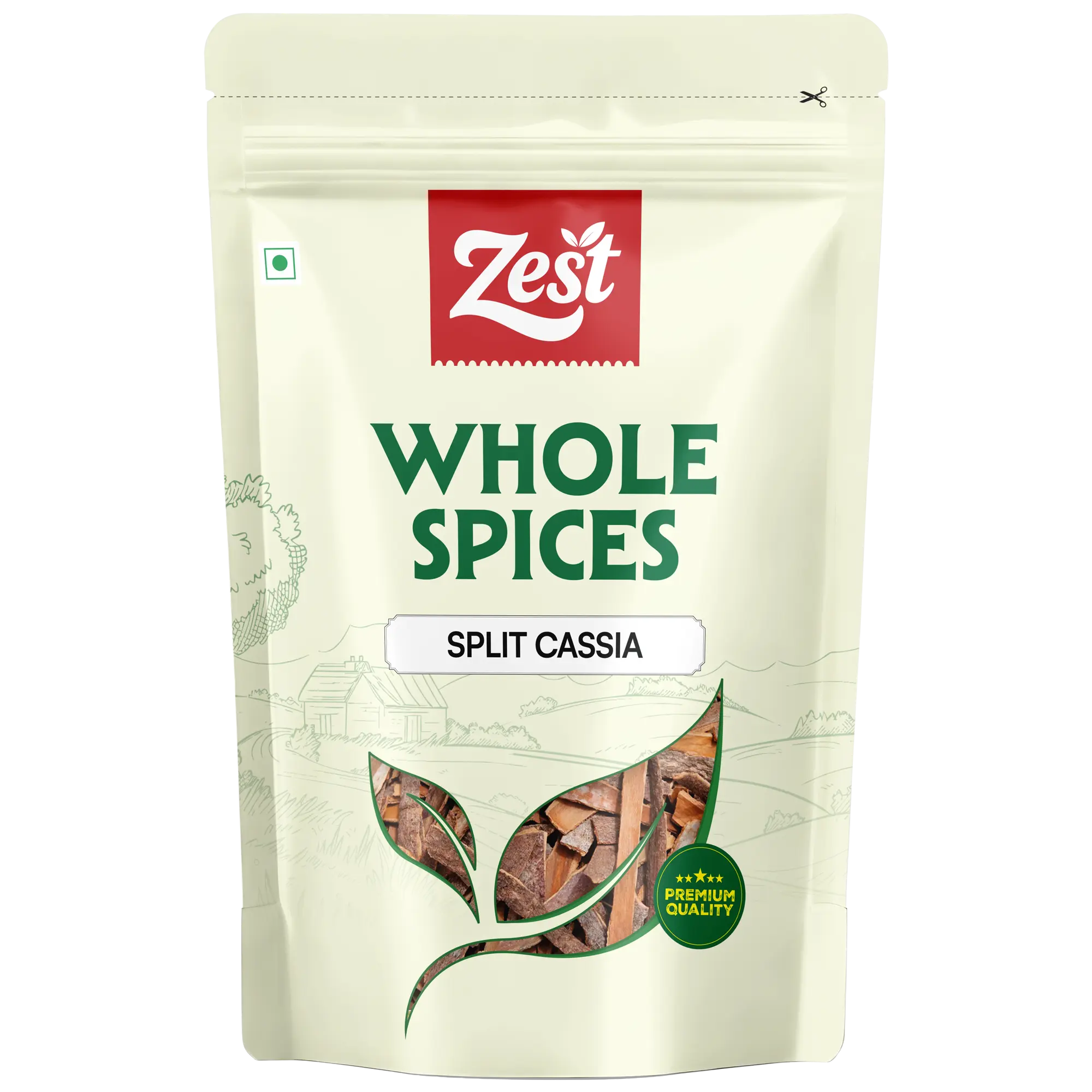 Zest Whole Spices Split Cassia package on a white background