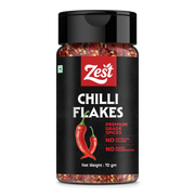 Jar of Zest Chilli Flakes on a white background