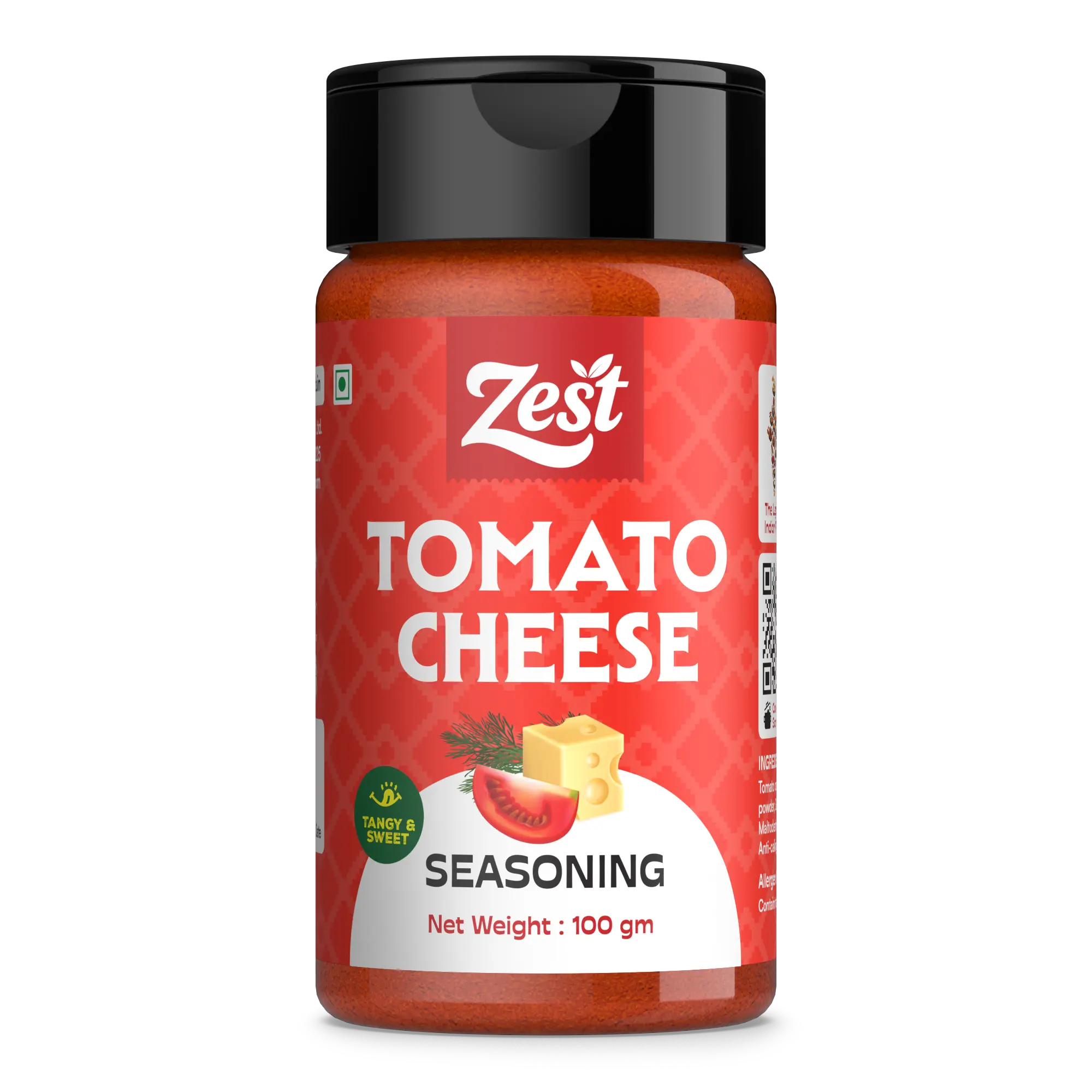 Zest Tomato Cheese seasoning 100g bottle on a white background