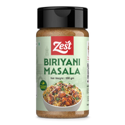 Bottle of Zest Biriyani Masala on a white background