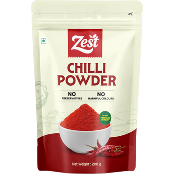 Zest Chilli Powder packaging on a white background